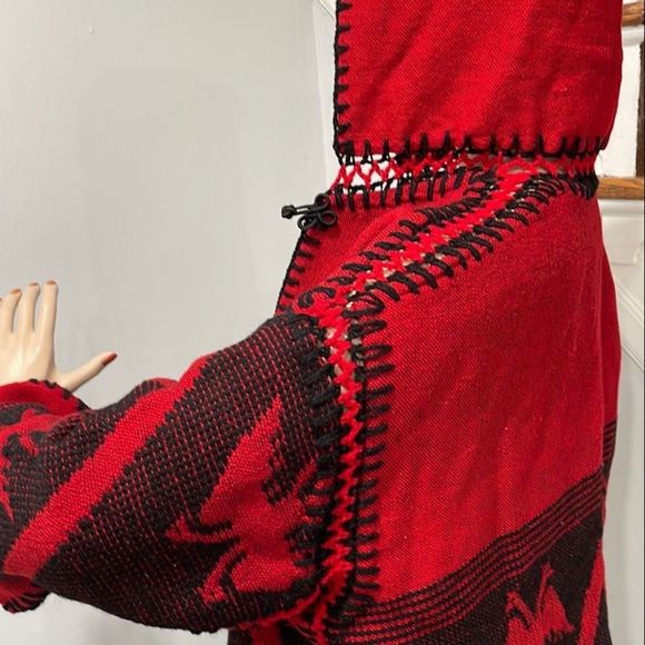 Hooded Tribal Boho Poncho Cardigan - Picture 4 of 17